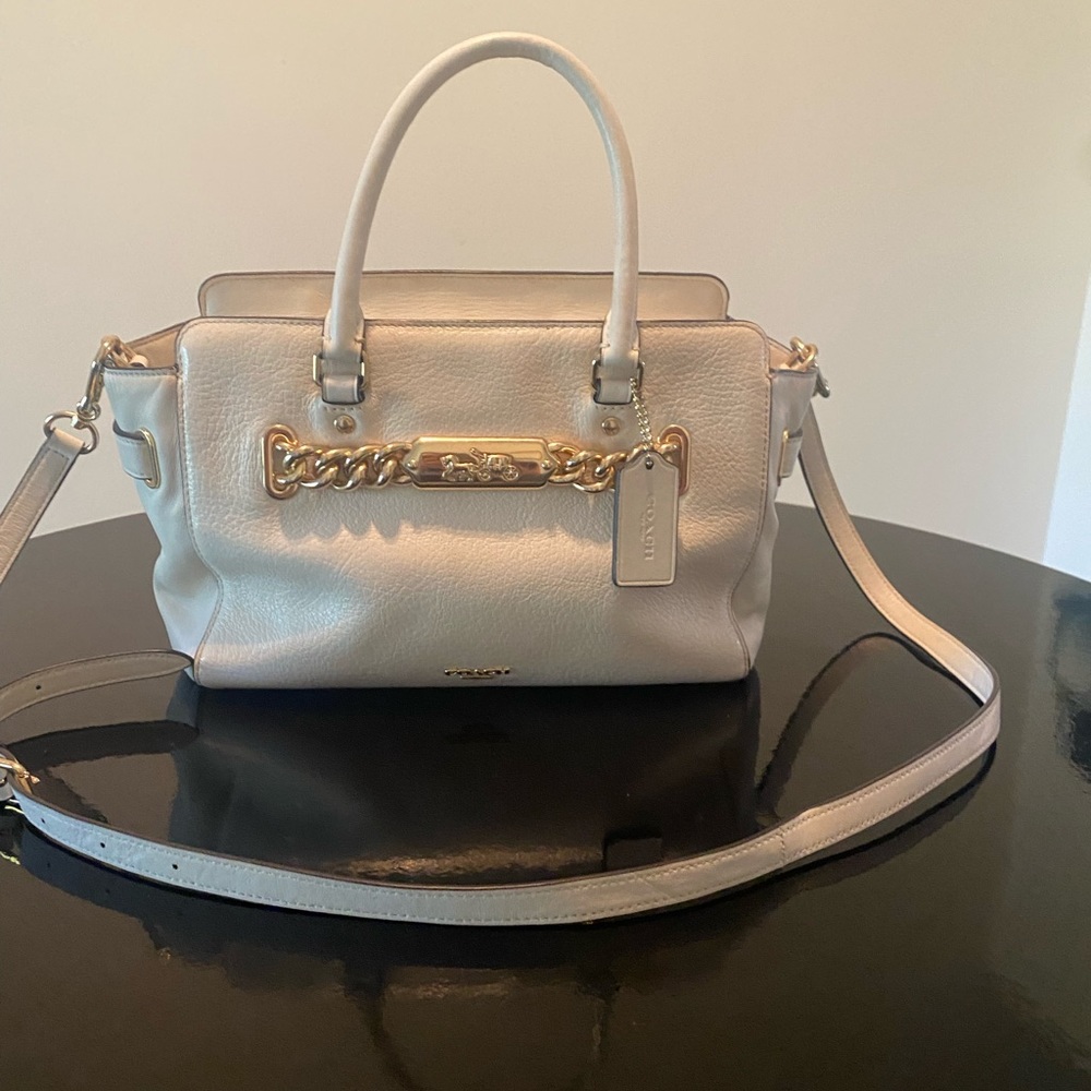 Authentic Coach handbag in white.
